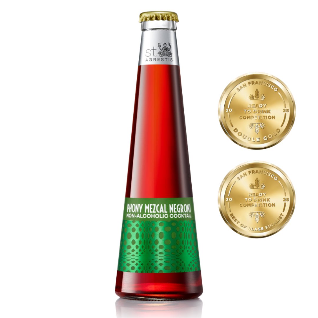Phony Negroni x St. Agrestis: Non-Alcoholic Phony Mezcal Negroni.